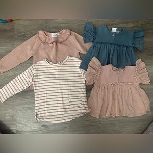 Chic Pink and Blue Long Sleeve Tees